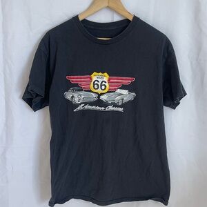 Black Route 66 Classic Car Graphic Tee
